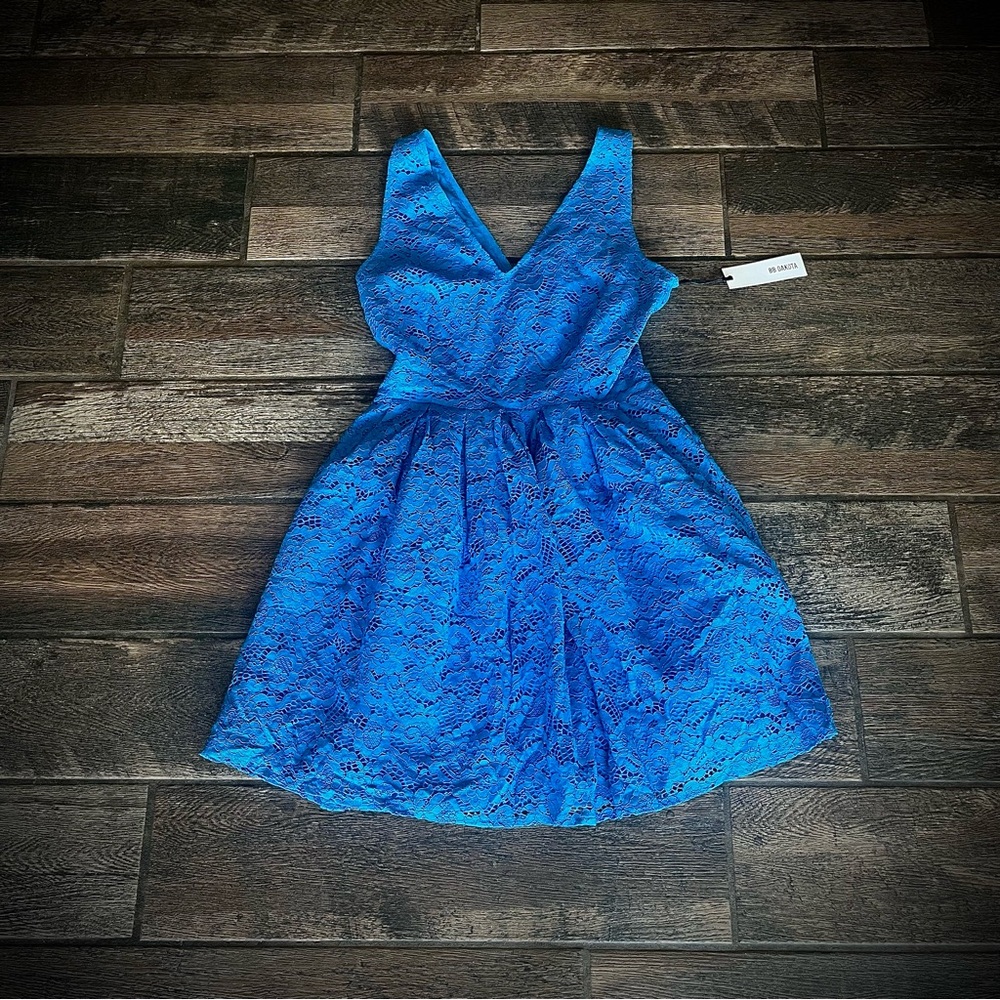 BB Dakota blue lace skater dress 6